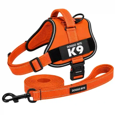 K9 Harness & Leash Set With Grip Handle And Strong Double Lock Buckle