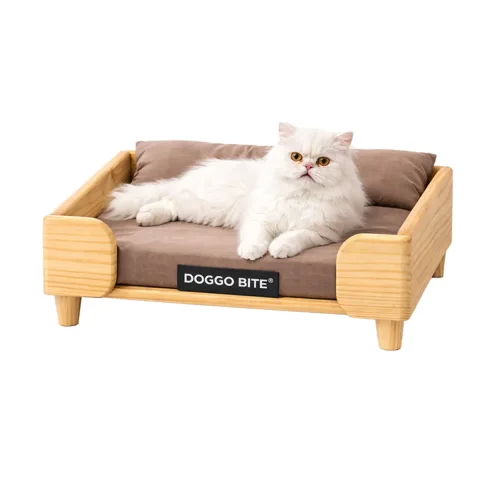 VETLORY Timber Throne Elevated Wooden Cat Bed Solid Frame